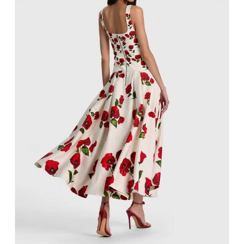 NEW ALICE + OLIVIA adley midi dress in summer poppy - Picture 4 of 5